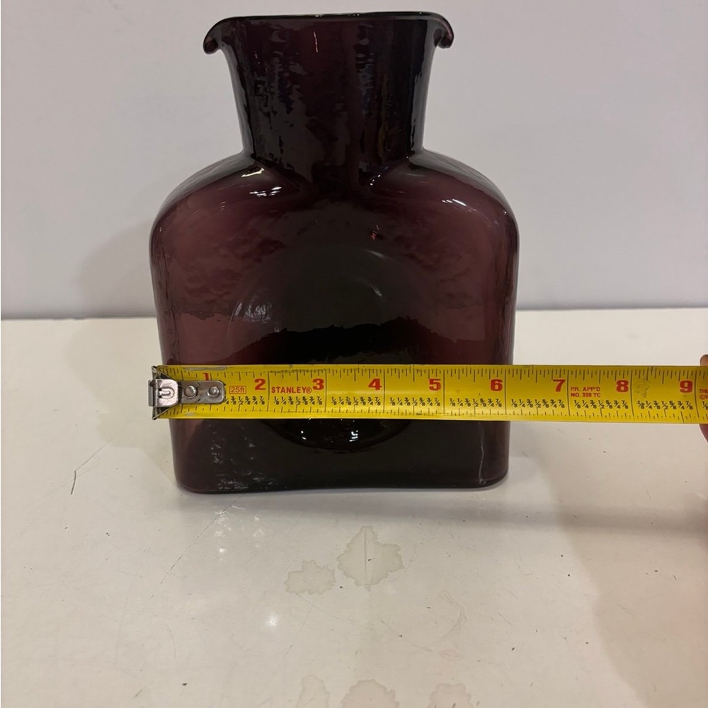 Vintage Blenko Double Spout Water Bottle Pitcher Carafe Purple Amethyst - Picture 7 of 9